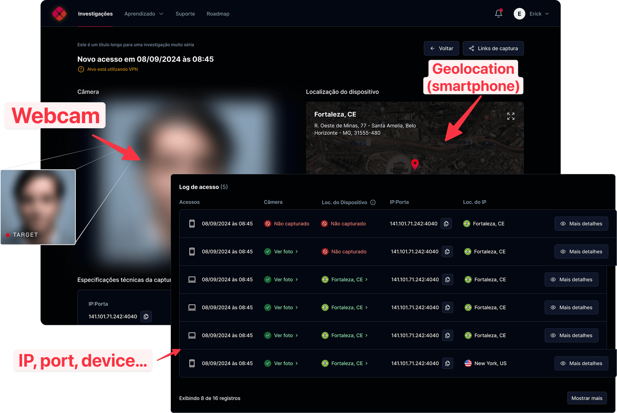 HI SPY Dashboard - Captura em tempo real